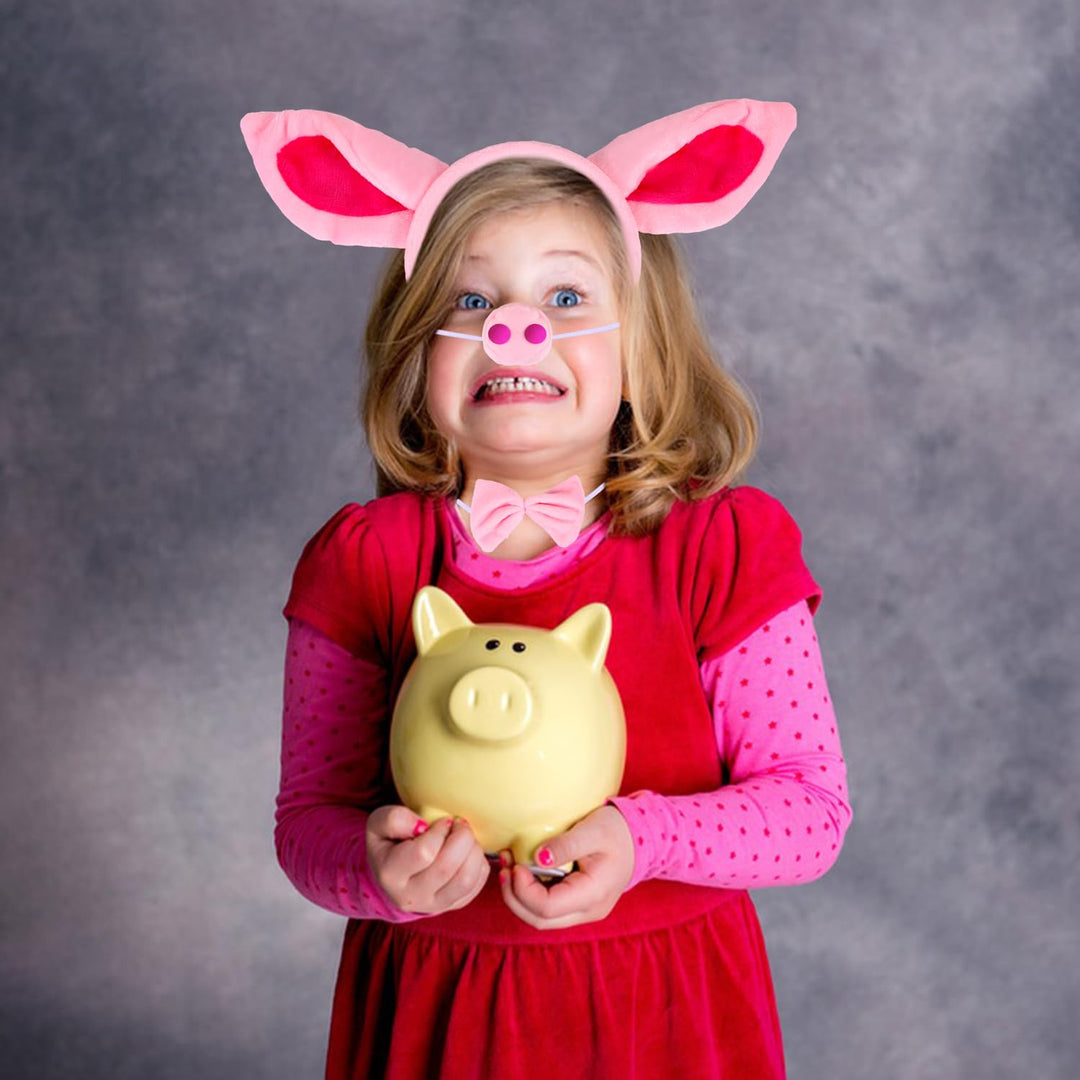 UNIME 4 Pcs Pig Costume Set Pig Ears Headband Pig Nose 