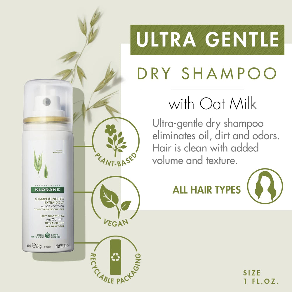 Dry Shampoo with Oat Milk, Ultra-Gentle, All Hair Types, No White Residue, Paraben & Sulfate-Free, Travel Size, 1 Ounce (Pack of 1), Yellow