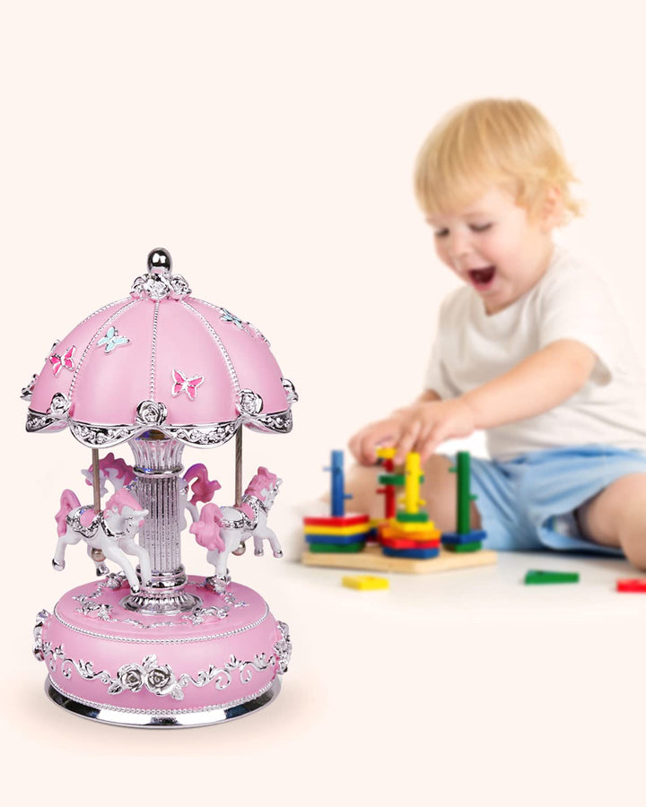 Carousel Music Box for Kids, Horse Music Boxes for Girls, Musical Box Play Castle in The Sky