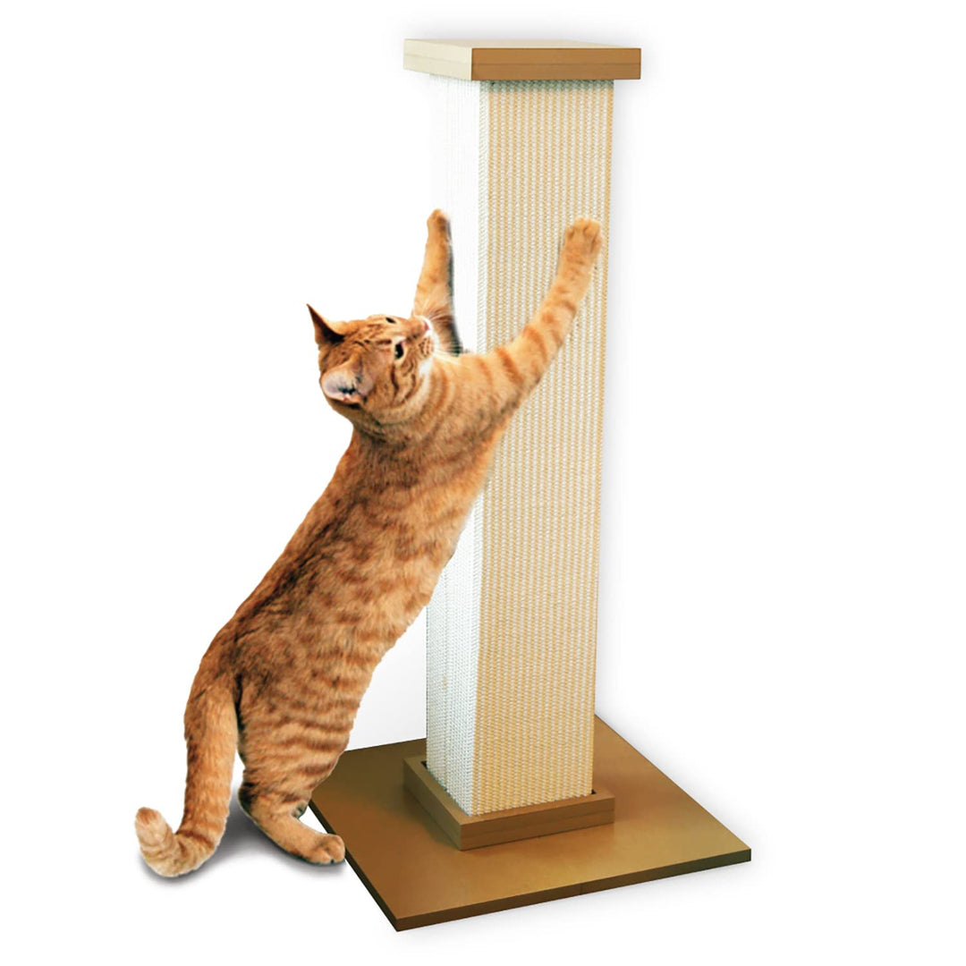 Ultimate Scratching Post – Beige, Large 32 Inch Tower - Sisal Fiber, Simple Design - For All Cats