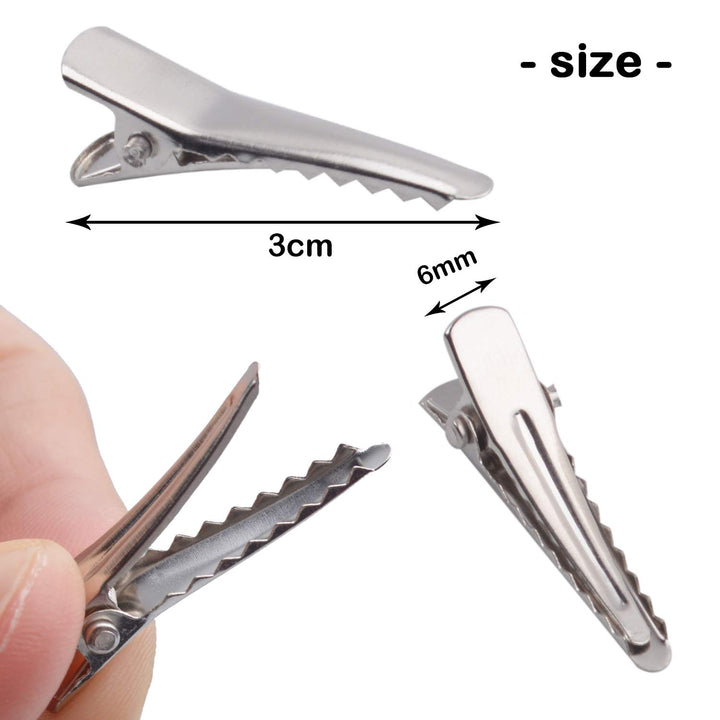 Alligator Hair Clips, 100 Pieces Silver Metal Alligator