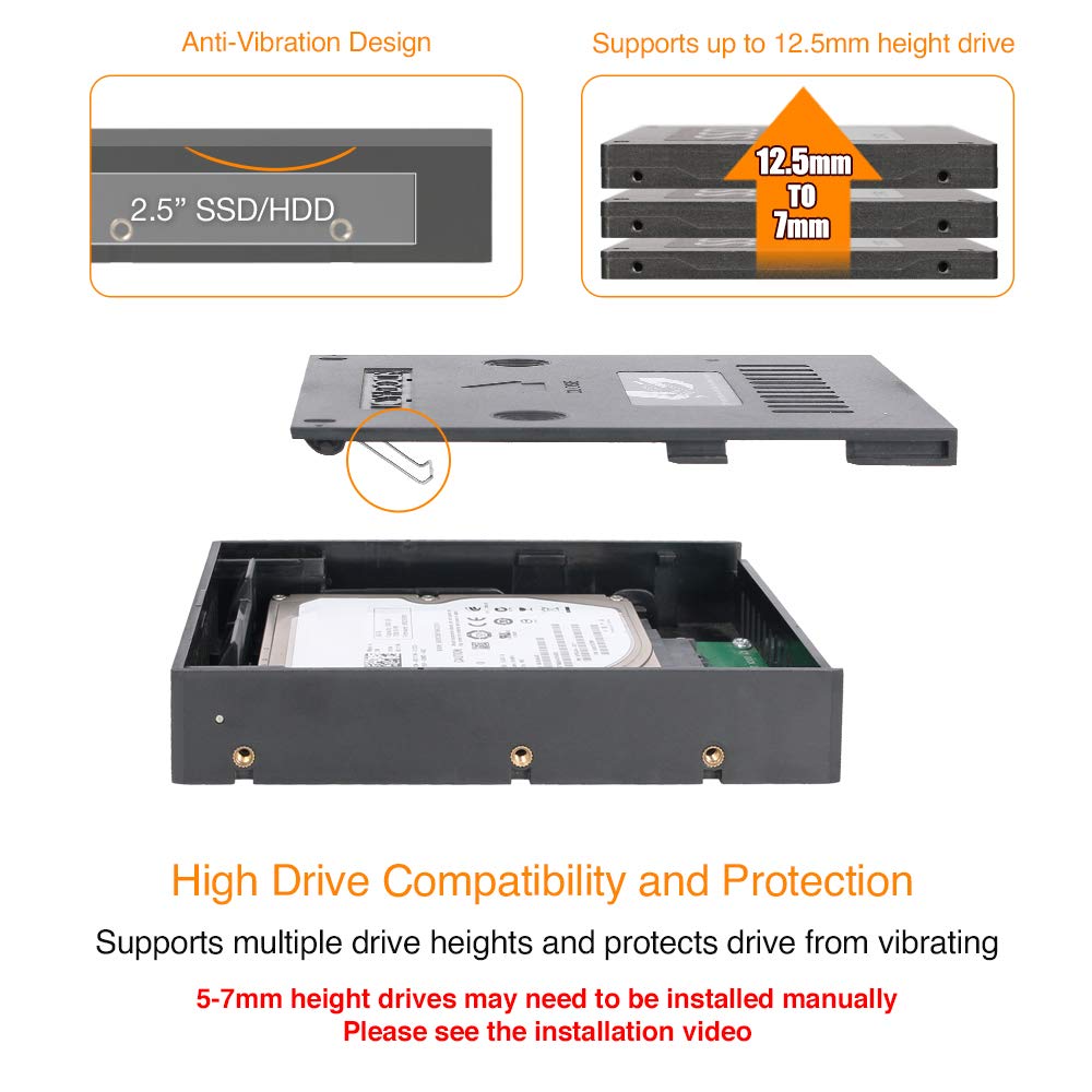 2.5 inch to 3.5 inch SATA HDD &amp; SSD Mounting Kit for Internal 3.5 Drive Bay with Removable Cover | EZConvert Lite MB882SP-1S-2B
