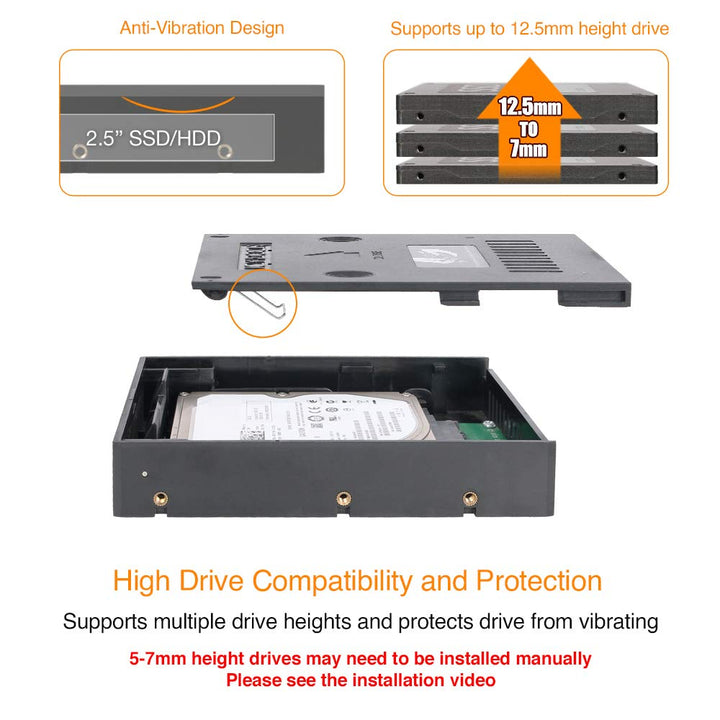 2.5 inch to 3.5 inch SATA HDD &amp; SSD Mounting Kit for Internal 3.5 Drive Bay with Removable Cover | EZConvert Lite MB882SP-1S-2B