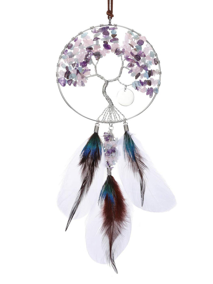 PESOENTH Chakra Tree of Life Dream Catcher Wall Hanging Decoration Dreamcatchers Chakra Stone Crystals Wall Car Decor Home Yoga Window Hanging Accessories Ornament Gift