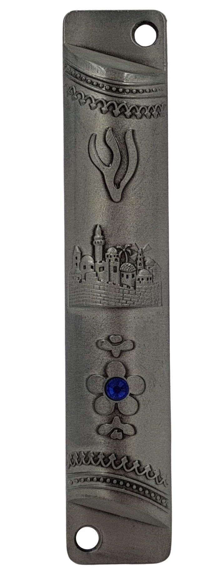 TALISMAN4U Pewter MEZUZAH CASE with Scroll Jerusalem De