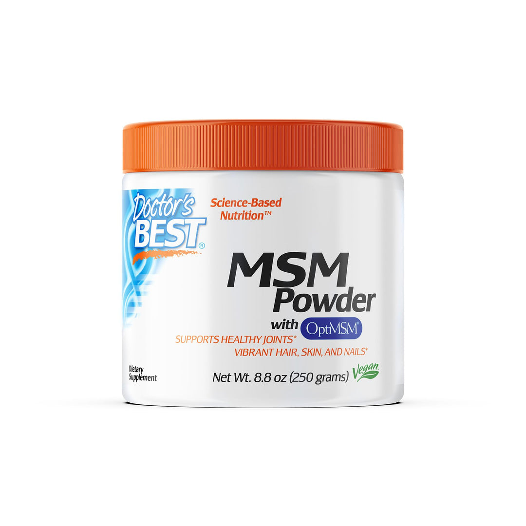 Doctors Best MSM Powder, Supports Hair, Skin, Nails, &amp; Joints, Non-GMO, Gluten Free, Soy Free, Vegan Net Wt. 8.8 oz (250 Grams)