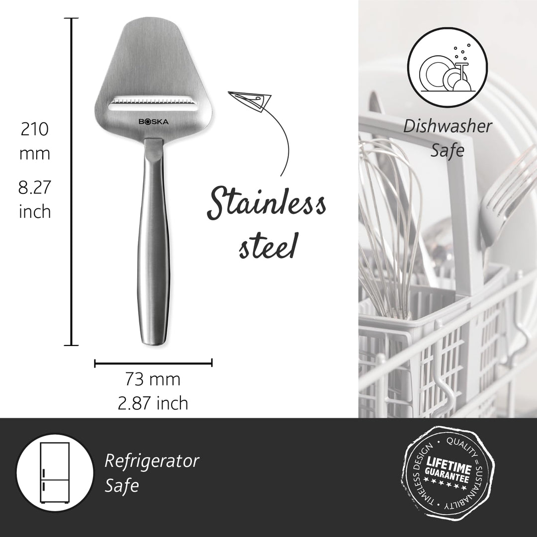 Stainless Steel Cheese Slicer - Copenhagen For All Types of Cheese - Multi-Functional Cheese Slicer - Handheld Slicer - Silver Non-Stick - Dishwasher Safe - For Kitchen Cooking