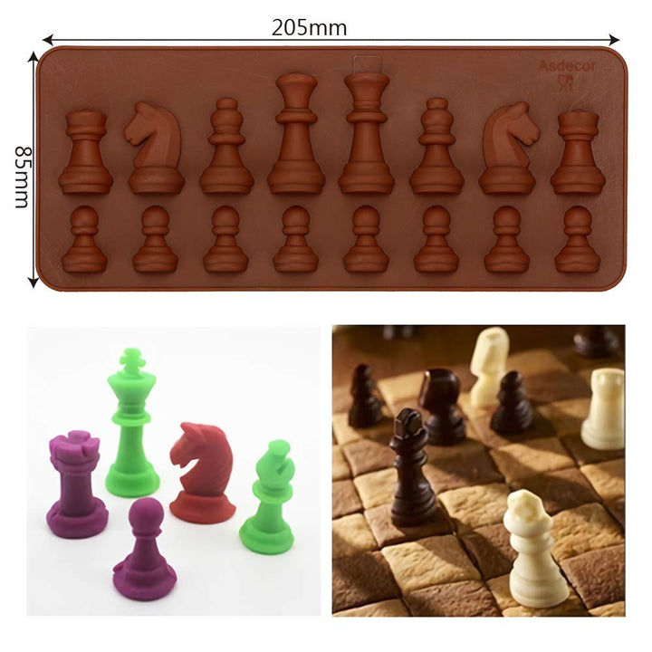 2Pcs Chess Piece Chocolate Candy Molds, International C