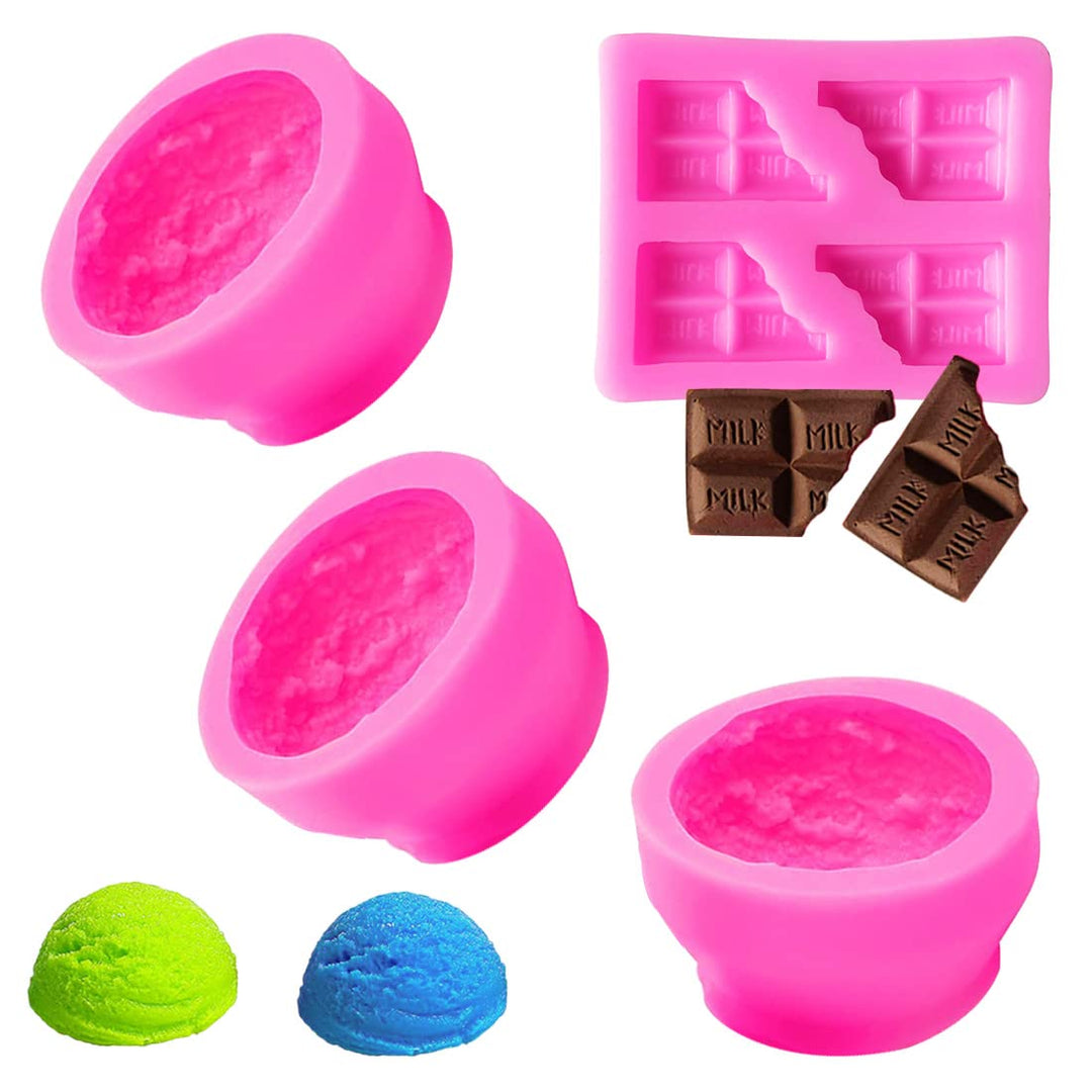 3PCS Scoop 3D Ice Cream Silicone Molds, for Wax Melt Ca