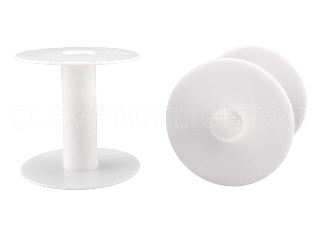 CleverDelights 2 White Plastic Spools - 16 Pack - Empty