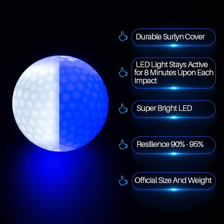 LED Light up Golf Balls, Glow in The Dark Night Glow Golf Balls (Mixed 3 Colors)