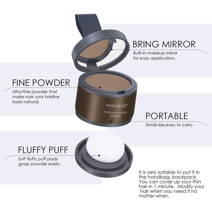 Root Touch Up Powder for Thinning Hair - Hairline Shadow and Gray Coverage #01 Dark Brown