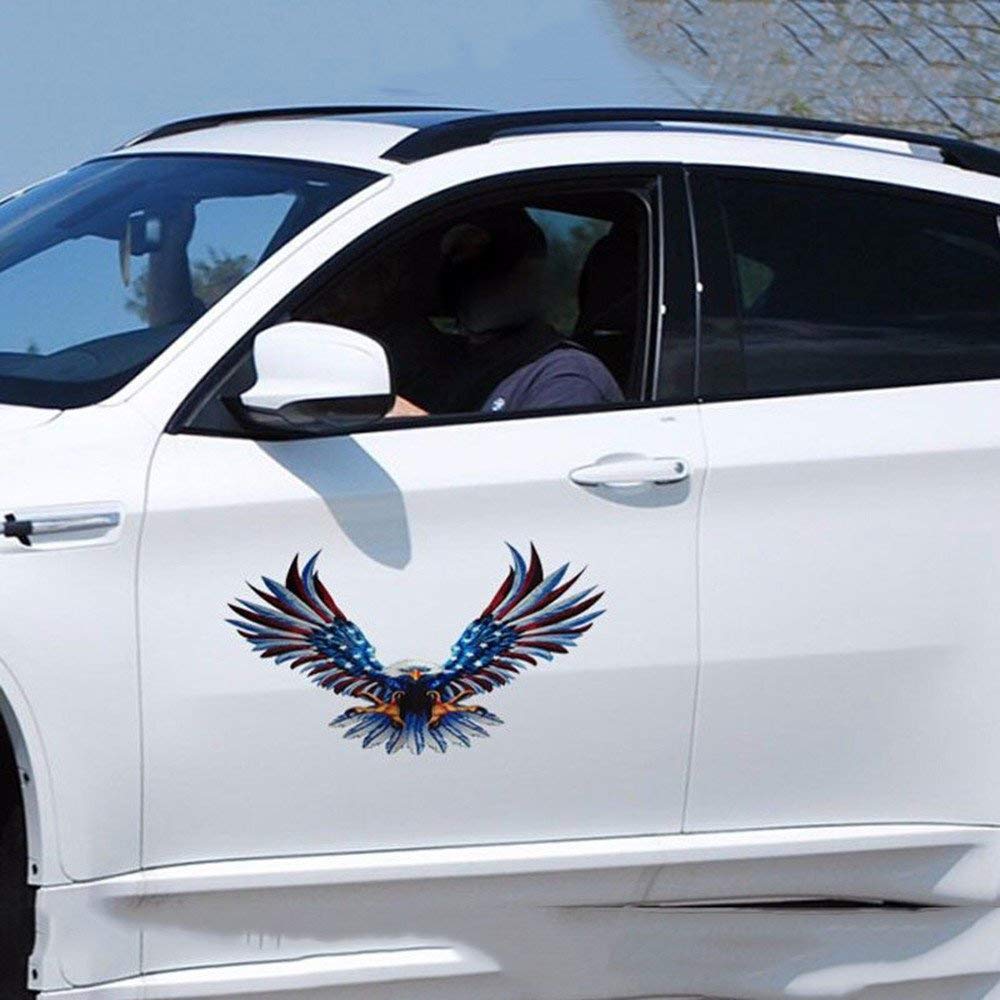 Bald Eagle Car Decals American Flag Car Decal Stickers Patriotic American Eagle Car Decal Graphics Vinyl Stickers Decals for Car Hood Window Body Side Decal and Graphics (3 Sizes 4 Pack)