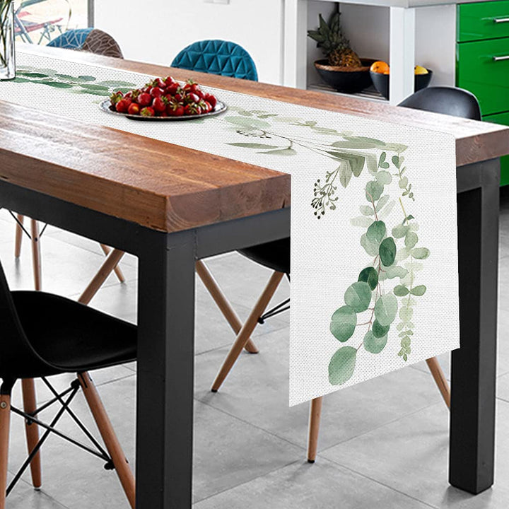 Greenery Table Runner ,Thanksgiving Table Decor Christmas Decoration Fall Table Runner for Farmhouse Decorations, Kitchen Dinning Outdoor Table Decor 13 x 70 Inch