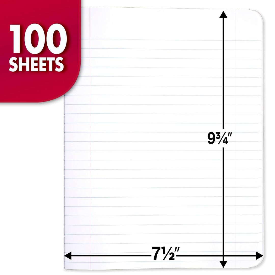 Composition, Wide Ruled Comp Book, Writing Journal Notebook with Lined Paper, Home School Supplies for College Students &amp; K-12, 9-3/4 x 7-1/2, 100 Sheets, Black Marble (09910)