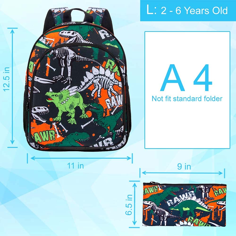 Toddler Backpack for Boys, 12 Cute Dinosaur Preschool Bookbag, Kindergarden School bag for little Kids