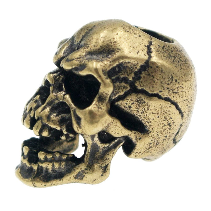 Antique Skull Brass Lanyard Bead DIY Knife Paracord Parachute Cord Beads Copper Keychain Handcrafted Charms (Gold)