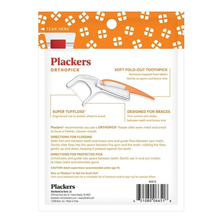 Plackers Orthopick Flosser for Braces, 36 Count