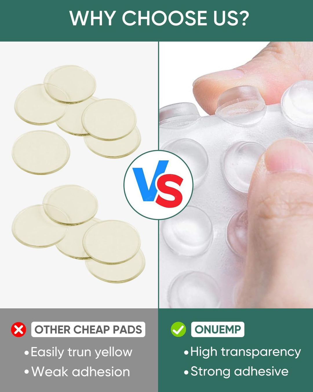 ONUEMP 304pcs Cabinet Door Bumpers Clear, Adhesive Rubb