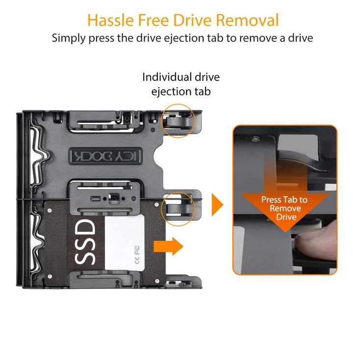 4 Bays Dual 2 x 2.5 inch Hard Drive SSD Mounting Bracket Adapter for External 5.25” Bay | Flex-FIT Quattro MB344SP