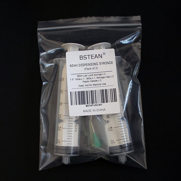 60ml Syringe with Blunt Needles and Caps (Pack of 2)