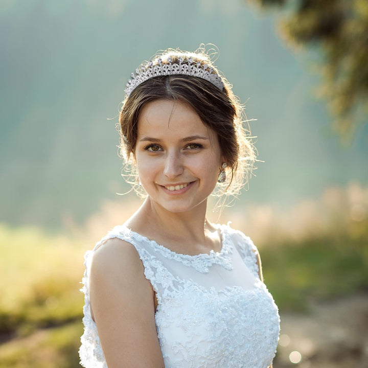 Ribbon Shape Crystal Princess Bridal Alloy Tiara for Younger Woman in party wedding Quinceanera