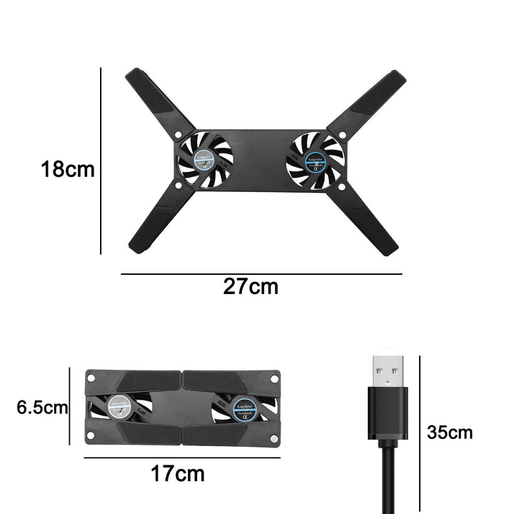 Laptop Cooling Pad Foldable for 10-15 PC Computer Notebook Laptop 2 Fans Cooler Pad