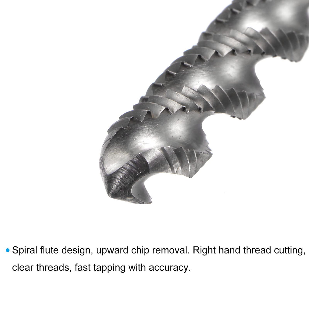 Spiral Flute Taps, 1/4-28 UNF 2B High Speed Steel (HSS) Uncoated Machine Thread Milling Threading Screw Tap 3 Flutes Tapping Tool