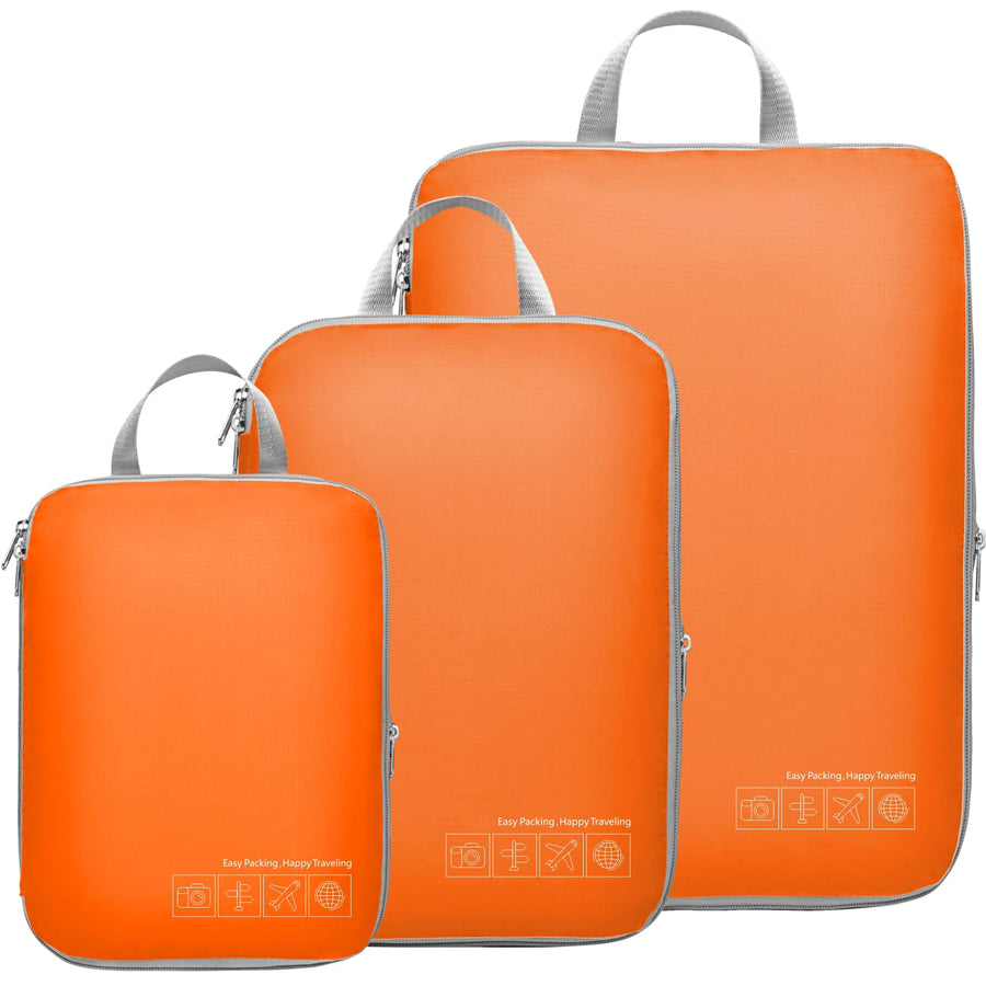 Compression Packing Cubes for Travel, 3 Set Luggage Organizers Compression Cubes, Orange