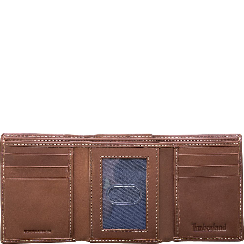 Men&#39;s Leather Trifold Wallet with Id Window, Brown (Hunter), One Size