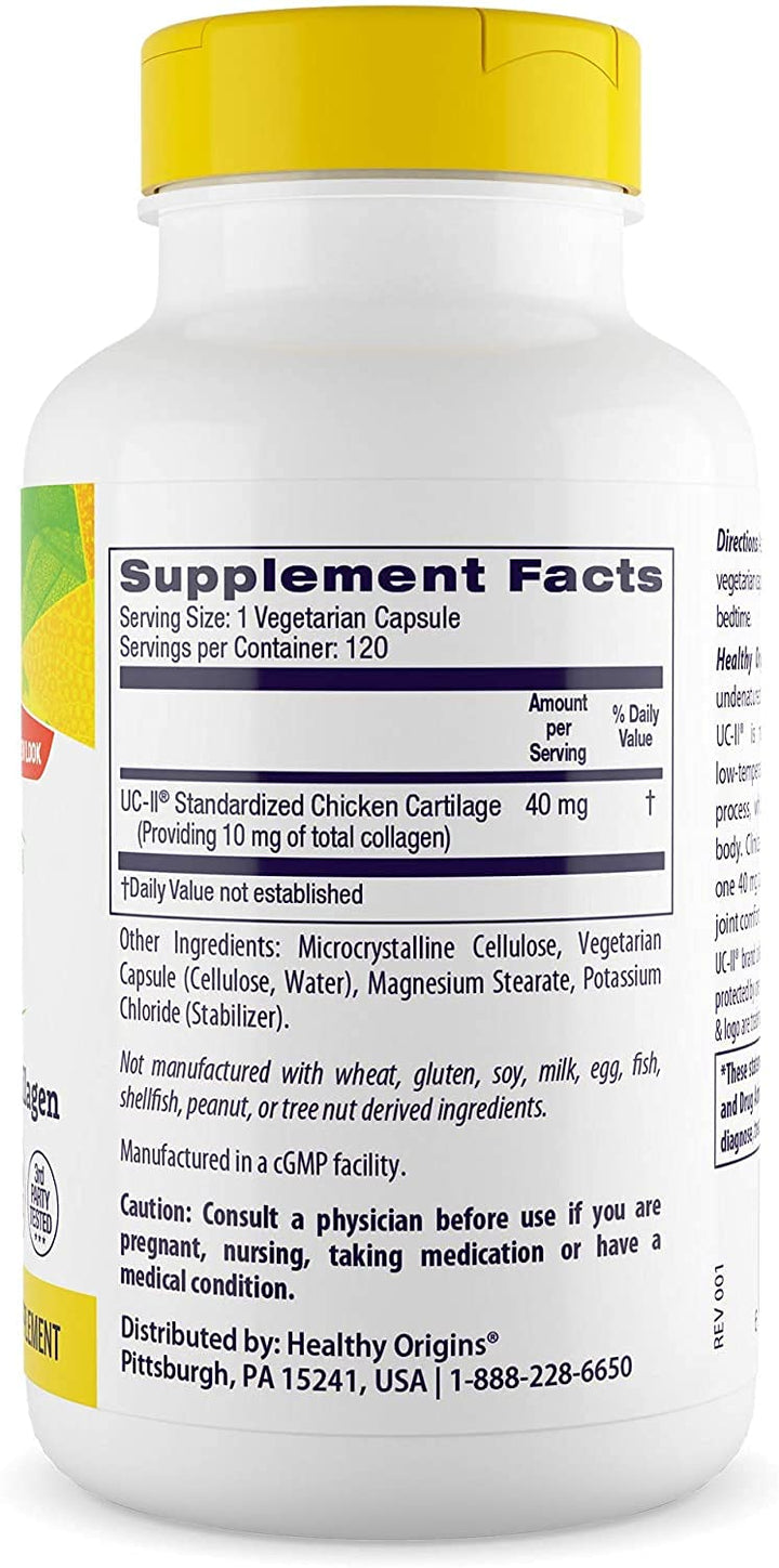 UC-II, 40 mg - Premium Collagen Supplement for Joint Health, Mobility &amp; Flexibility - Undenatured Type II Collagen - Gluten-Free &amp; Non-GMO Supplement - 120 Veggie Caps