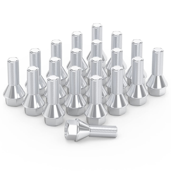 12x1.25 Lug Bolts, 20PCS Wheel Bolts 28mm Shank 17mm Hex 48mm Length Conical Seat 60 Degree Solid Chrome Studs Set for 2014-2020 Jeep Renegade | 2018-2020 Jeep Compass | 2014-2020 Jeep Cherokee