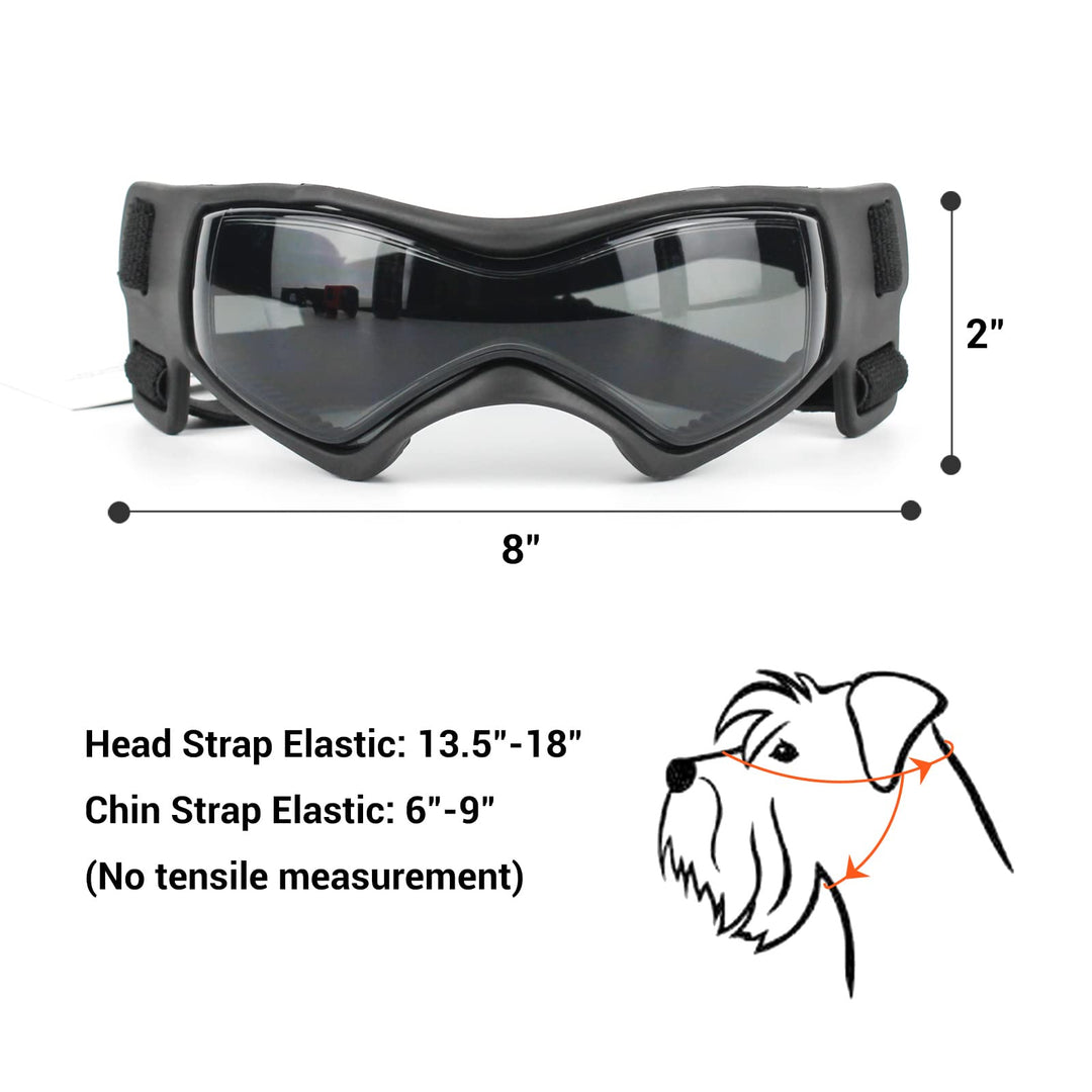 ENJOYING Dog Goggles Small Breed Anti-UV Puppy Sunglasses for Small-Medium Dogs Anti-Fog Windproof Snowproof Doggy Glasses Eyes Protection, Soft Frame, Black