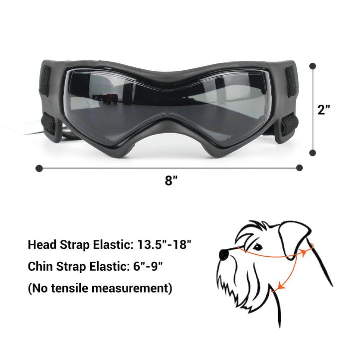 ENJOYING Dog Goggles Small Breed Anti-UV Puppy Sunglasses for Small-Medium Dogs Anti-Fog Windproof Snowproof Doggy Glasses Eyes Protection, Soft Frame, Black