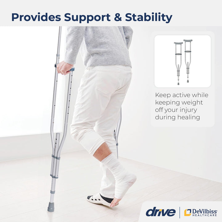 Knock Down Universal Aluminium Crutches (Silver)