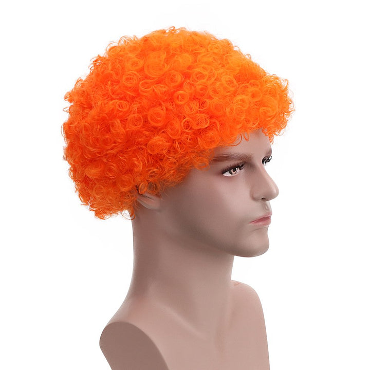 Orange: Funny Curly Afro Wig World Cup Football Fan Cosplay Wig Humor Clown Wig 6 Color (Orange)
