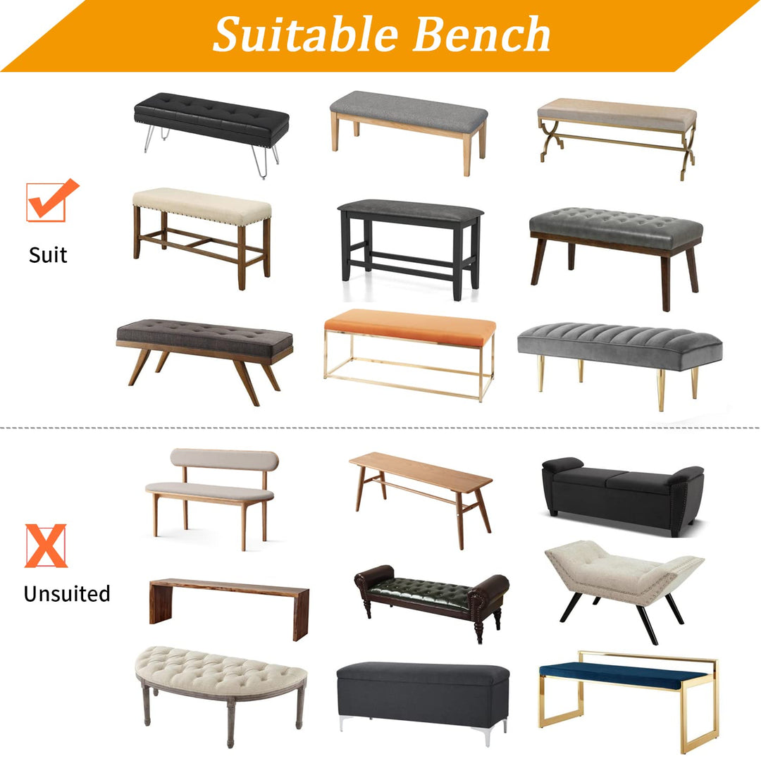 Stretch Dining Bench Cover, Anti-Dust Removable Bench Slipcover Washable Print Bench Seat Protector Cover for Living Room, Bedroom, Kitchen (Black Blue)