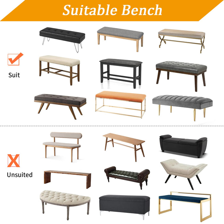 Stretch Dining Bench Cover, Anti-Dust Removable Bench Slipcover Washable Print Bench Seat Protector Cover for Living Room, Bedroom, Kitchen (Black Blue)