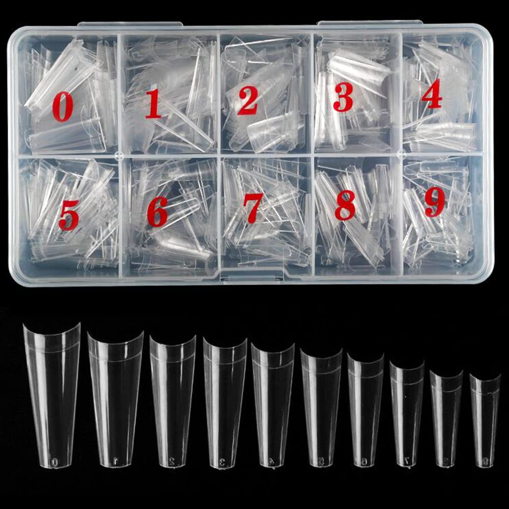 Coffin Acrylic Nails-Clear Fake Nail Coffin Shape Long Half Cover Nails Coffin Shaped Ballerina Nails Tips,DIY Nail Salon Art 10 Size 500PCS with Box (Clear)ââ‚¬¦