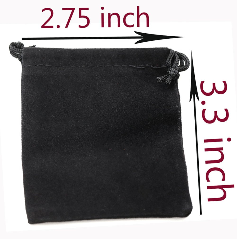 50pcs Jewelry Velvet Cloth Pouch Black Drawstring Small Bags for Dice 2.75&#39;&#39; x 3.5&#39;&#39;