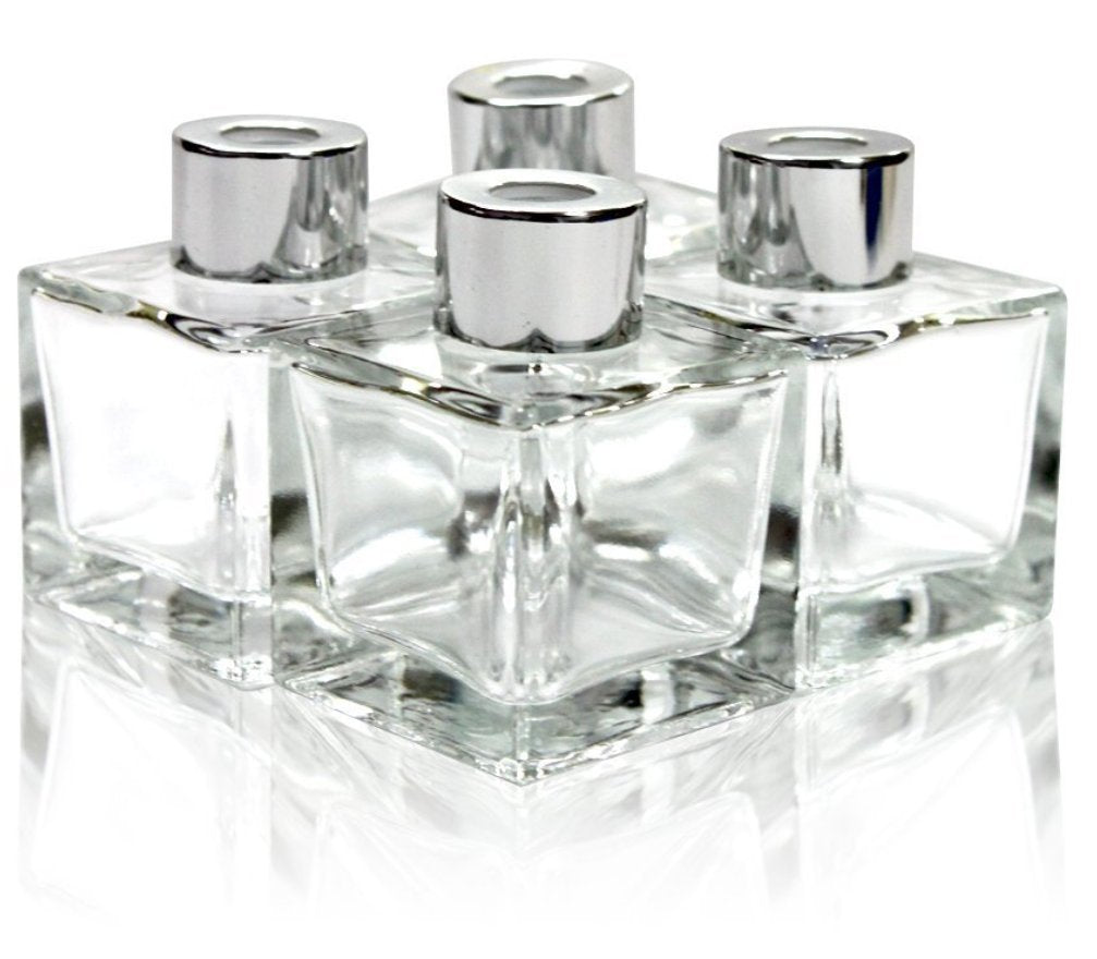 Feel Fragrance Glass Diffuser Bottles with Silver Caps 