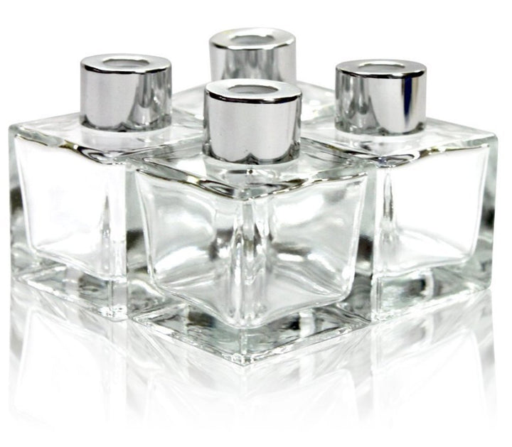 Feel Fragrance Glass Diffuser Bottles with Silver Caps 