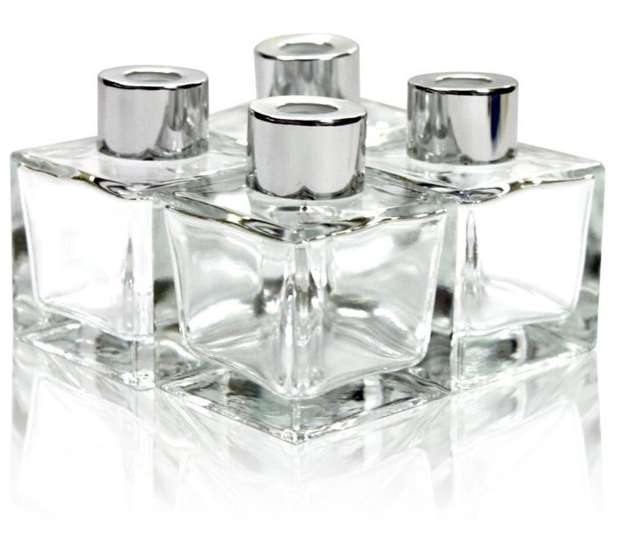 Feel Fragrance Glass Diffuser Bottles with Silver Caps 