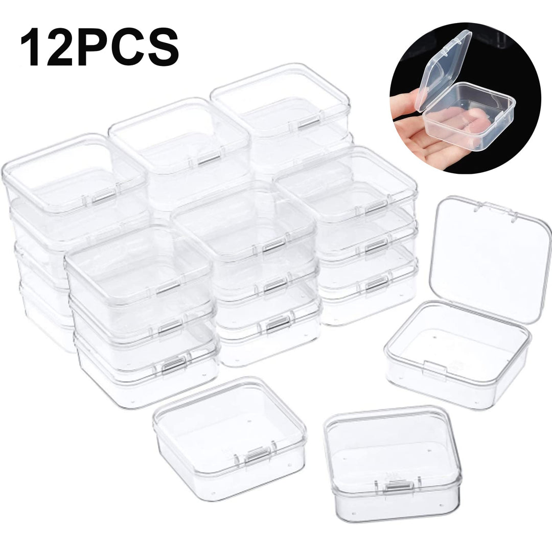 12 Pieces Plastic Storage Cases Mini Clear Bead Storage Containers Transparent Boxes with Hinged Lid and Rectangle Clear Craft Supply Case