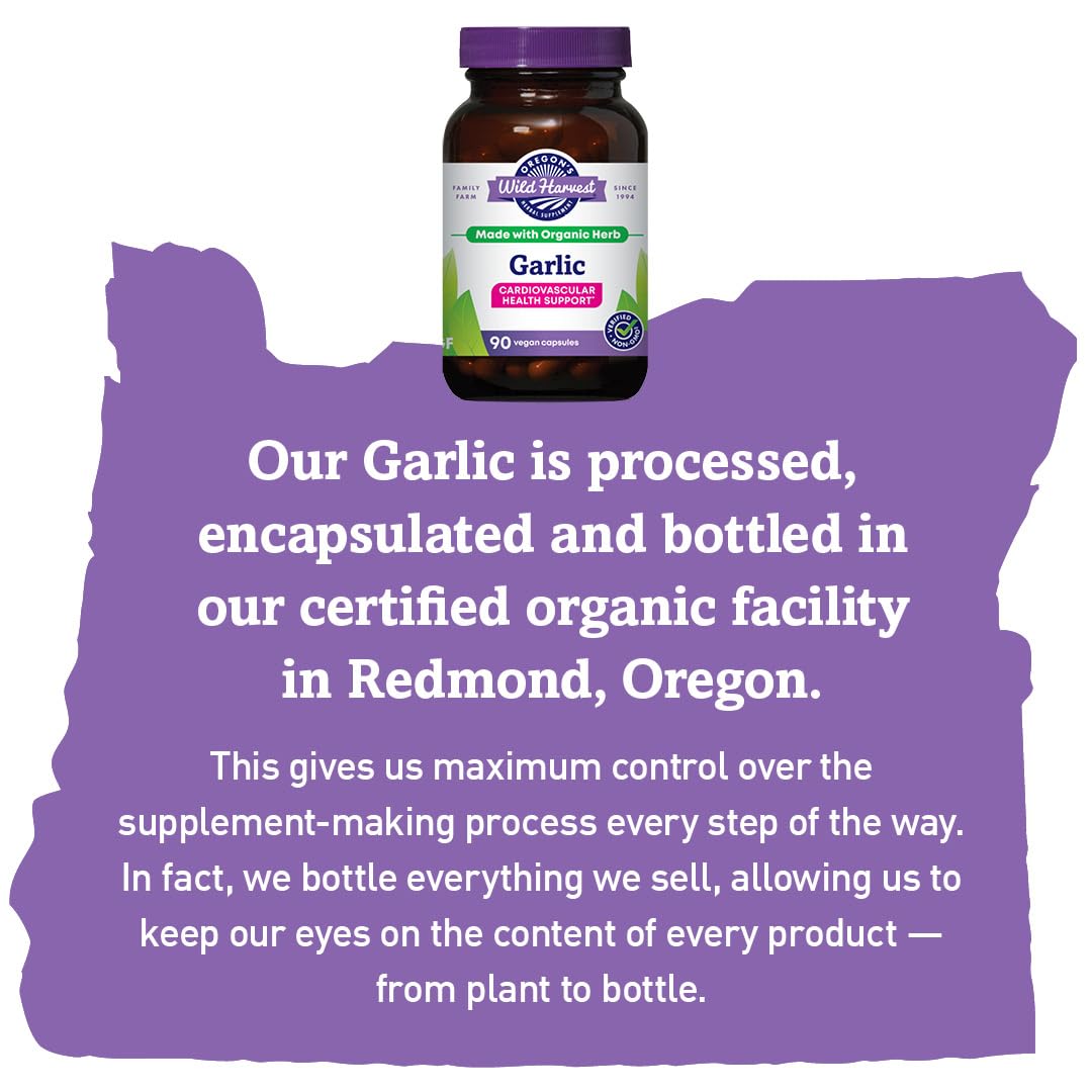 Oregon&#39;s Wild Harvest, Certified Organic Garlic Capsules, Non-GMO, 1575 MGS, 90 Count