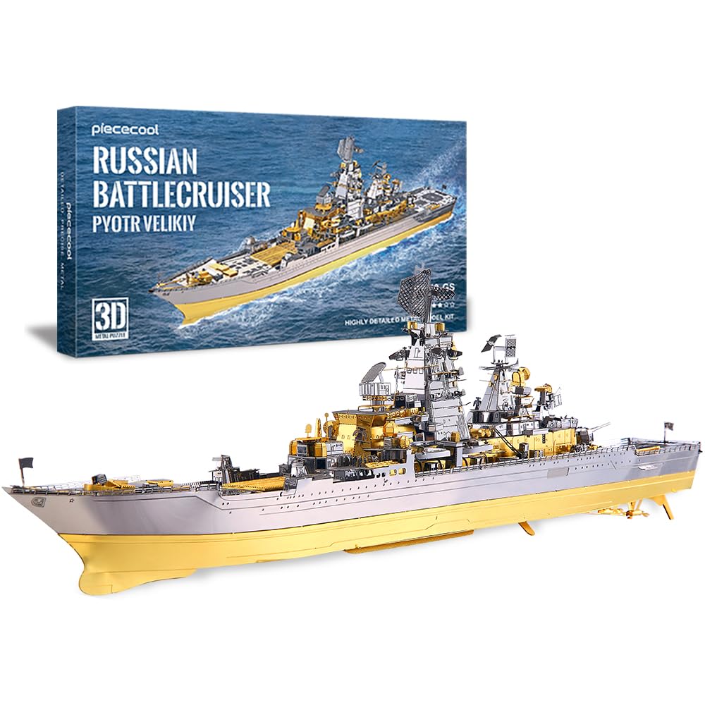 3D Metal Puzzles for Teens, Russian Battlecruiser Pyotr Velikiy Battleship Model Kit, 3D Warship Models Building Puzzle for Adults DIY Toys, Birhtday for Boys Men, 270 Pcs
