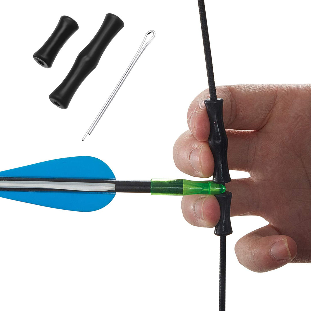 6 Sets Bowstring Finger Savers Bowstring Finger Guards Archery Bowstring Saver Finger Protector for Hunting (Black)