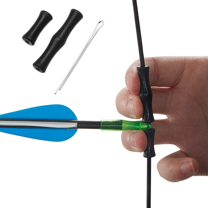 6 Sets Bowstring Finger Savers Bowstring Finger Guards Archery Bowstring Saver Finger Protector for Hunting (Black)