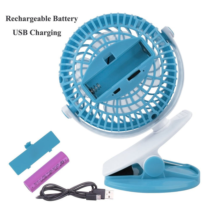 Battery Operated Clip on Fan for Baby Stroller Car Back Seat Laptop Travel Outdoors Camping ,Small Personal Fan Mini Desk Table Fan Portable Hand Held Powered by Rechargeable 2200mAh Battery or USB