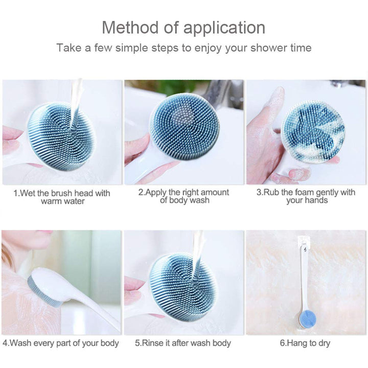 Silicone Body Scrubber with Soft Bristles, Back Brush L